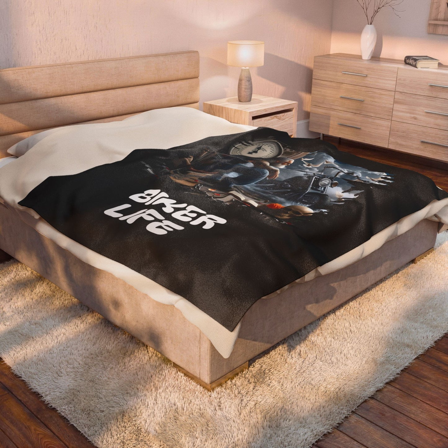 MOTORCYCLE BEDSPREAD. BED SHEET