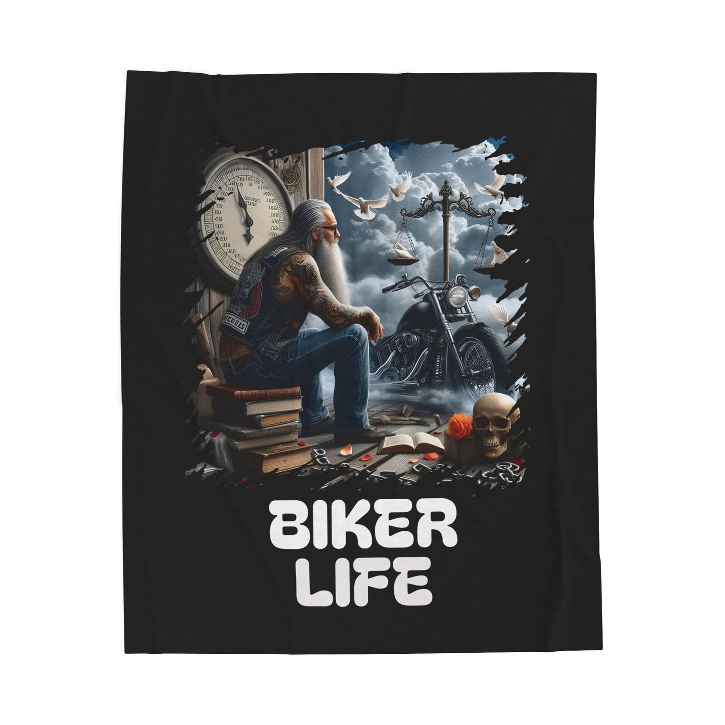 MOTORCYCLE BEDSPREAD. BED SHEET
